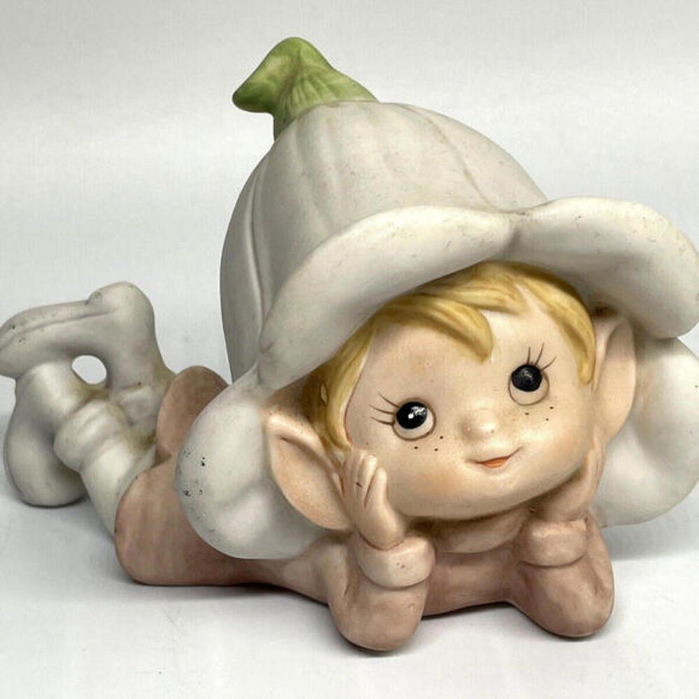 Pixie Elf Garden Flower Hat Porcelain Figurine 5615‎ HOMCO